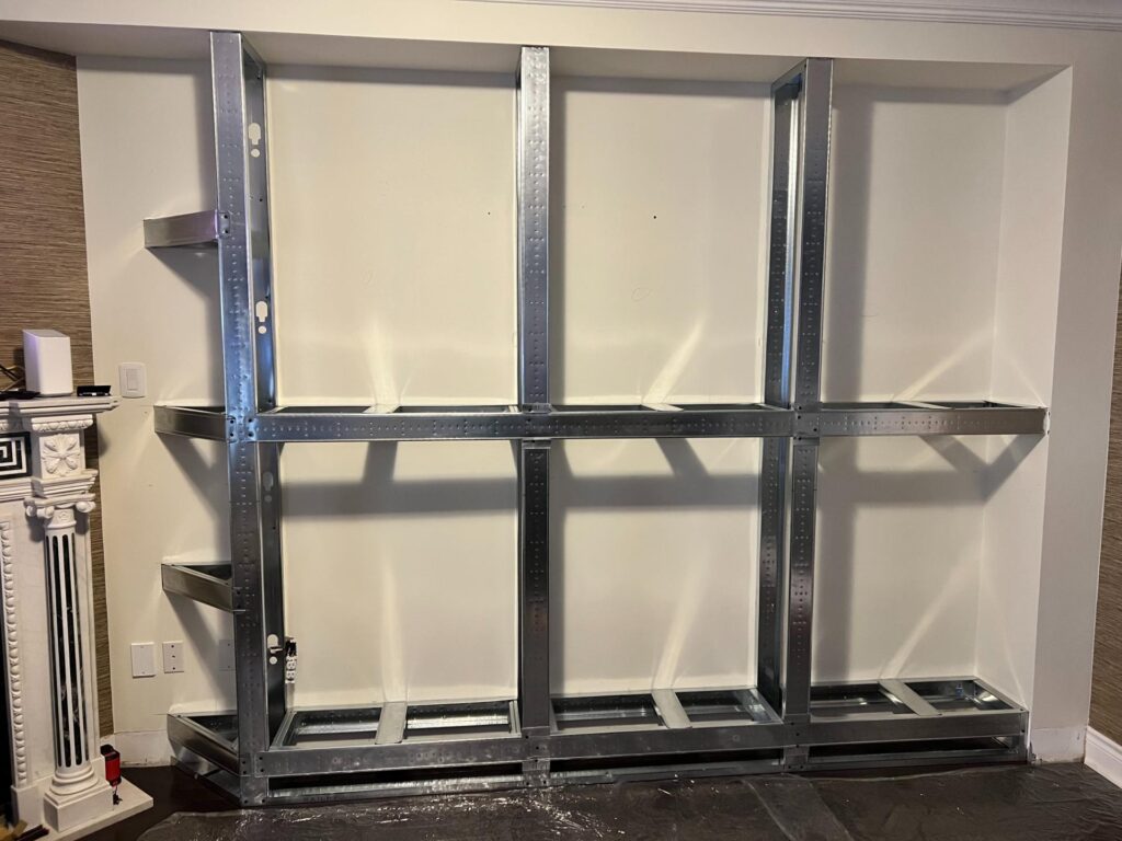 Metal stud framing for a built-in niche wall